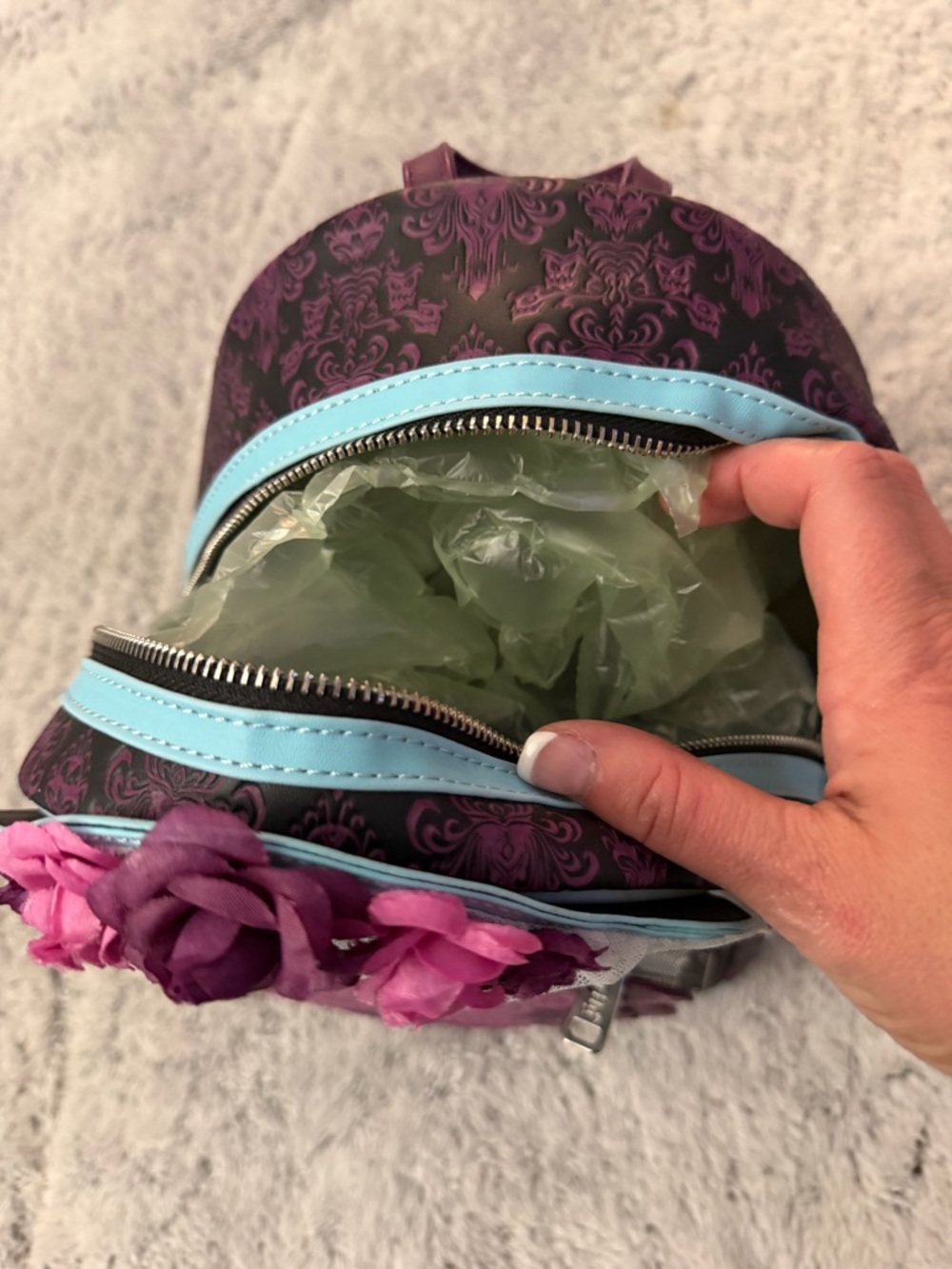 Retired Loungefly Disney Haunted Mansion Mini Backpack Glow in the Dark - Picture 9 of 14